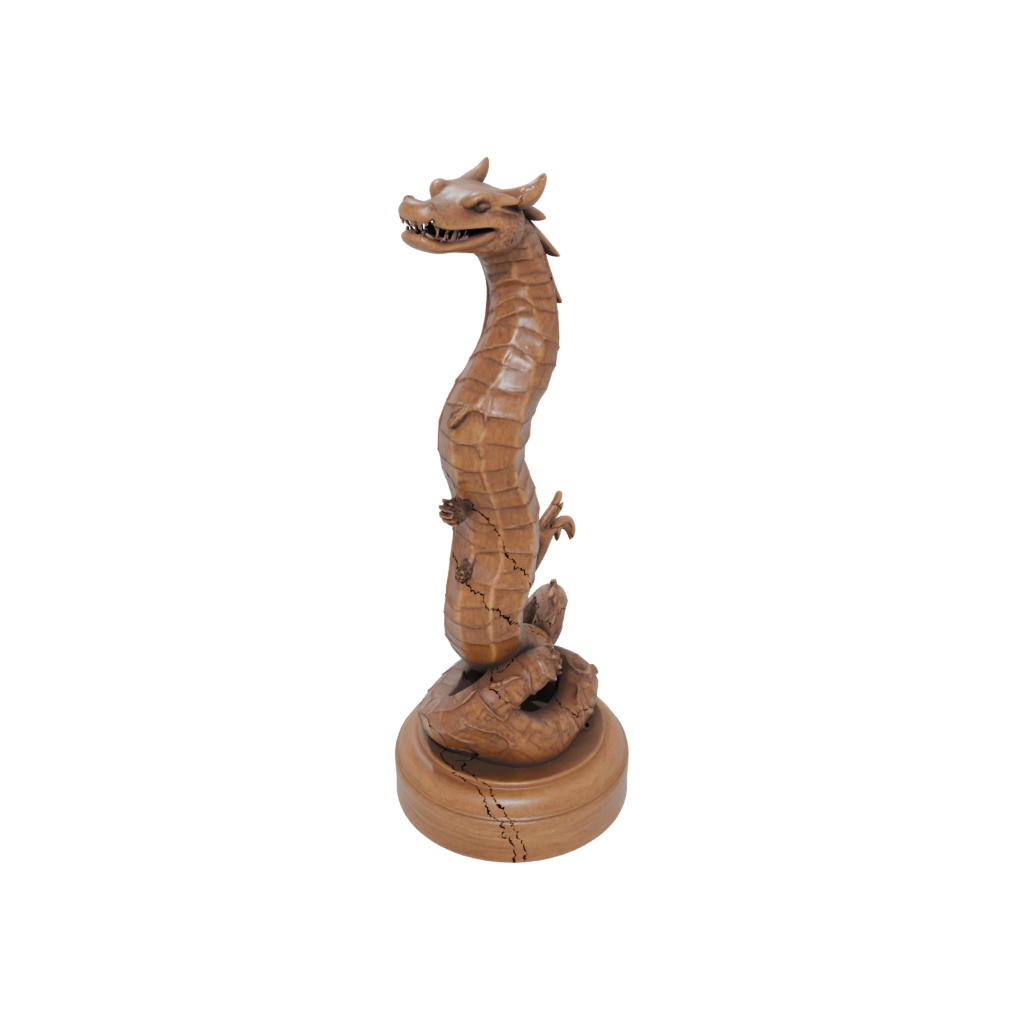 Woodgrain Relief Sea Serpent Coiled Upright