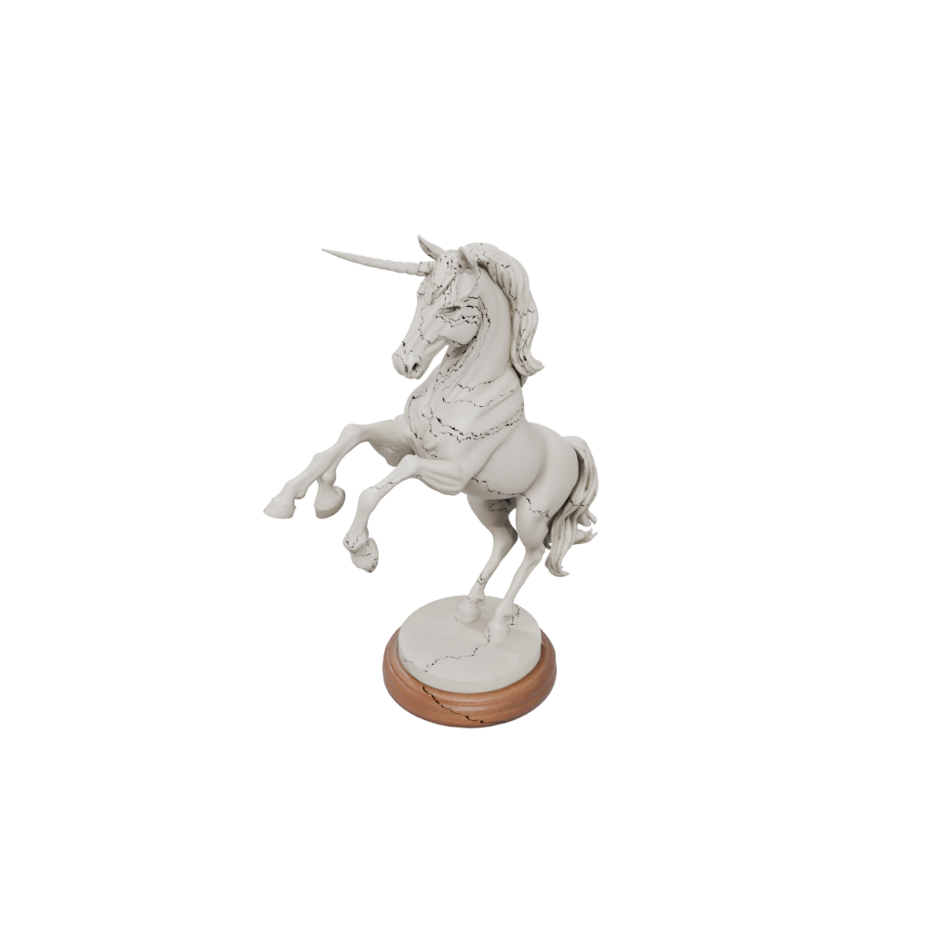 Woodgrain Relief Unicorn Rearing Figure
