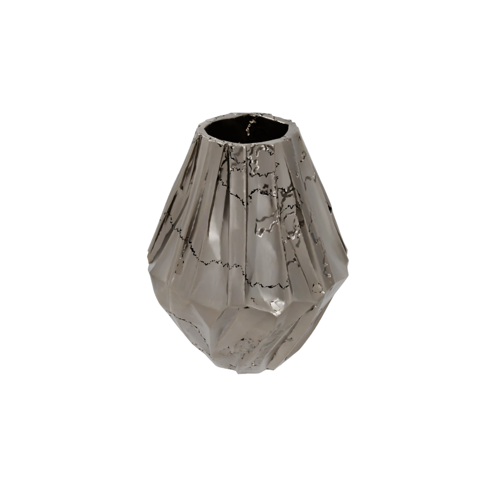 Bronze Deco Geometric Faceted Vase