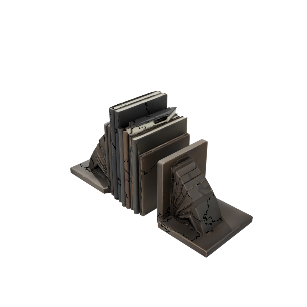 Bronze Deco Low-Poly Bookend Pair