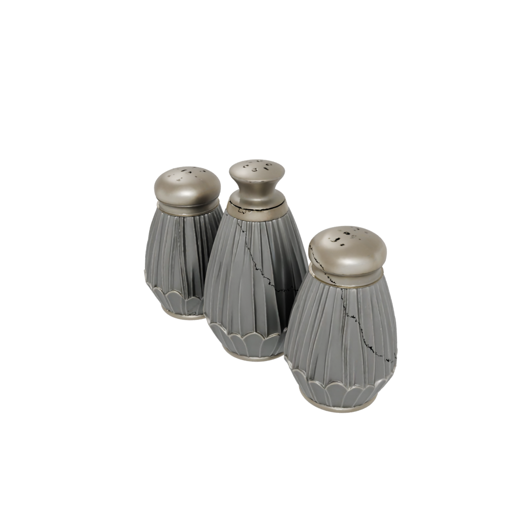 Bronze Deco Salt And Pepper Cellar Pair