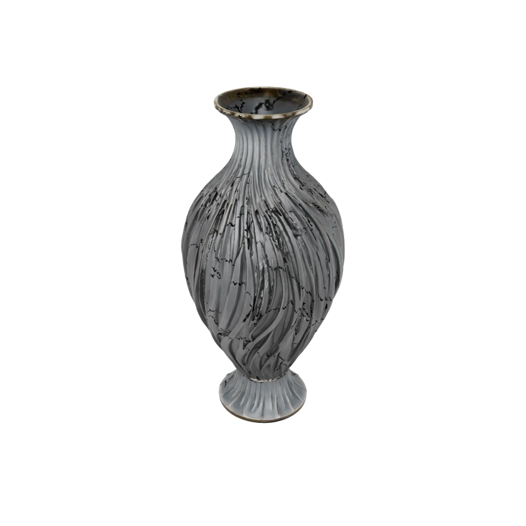 Bronze Deco Vase With Twisted Ribs
