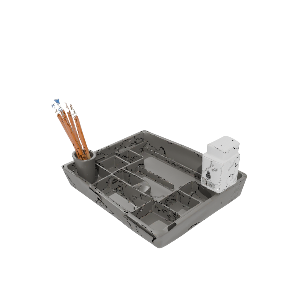 Bronze Geometric Desk Tidy Tray — home decor 3D print model, STL