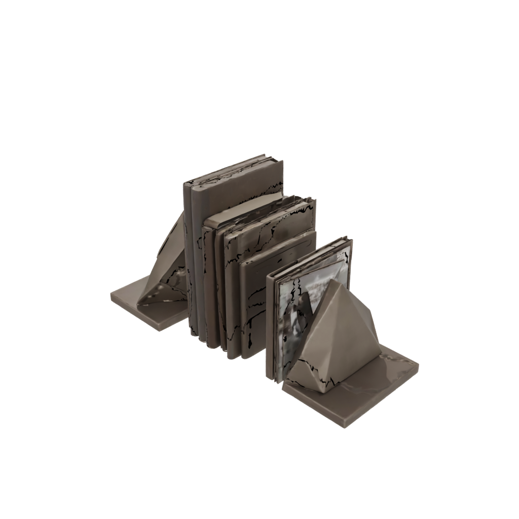 Bronze Geometric Low-Poly Bookend Pair — home decor 3D print model, STL
