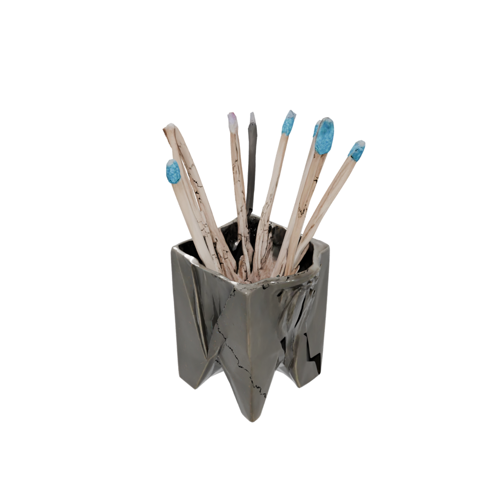 Bronze Geometric Matchstick Holder — home decor 3D print model, STL
