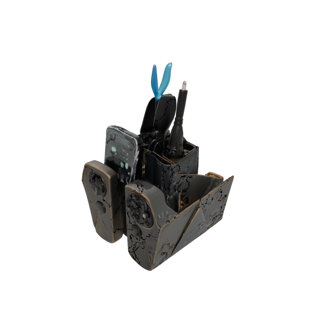 Bronze Geometric Remote Control Caddy — home decor 3D print model, STL