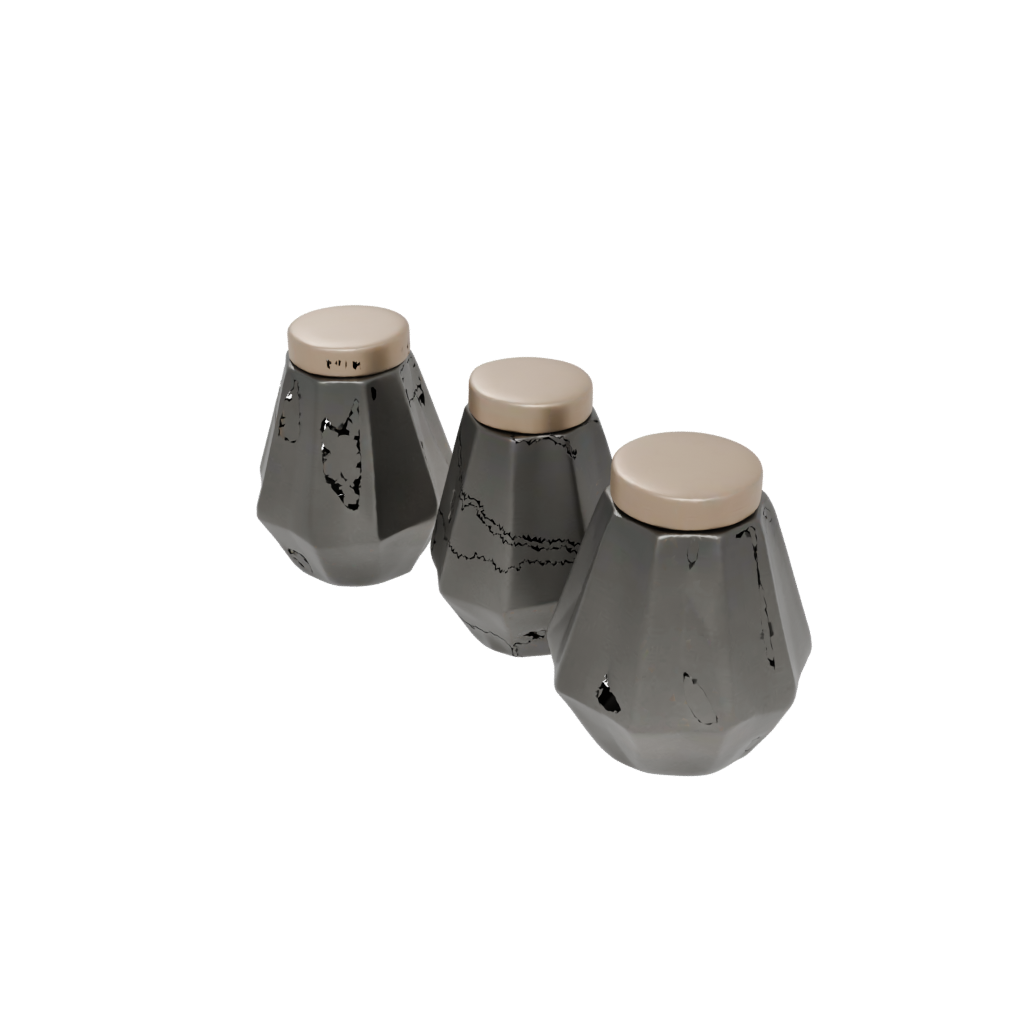 Bronze Geometric Salt And Pepper Cellar Pair — home decor 3D print model, STL