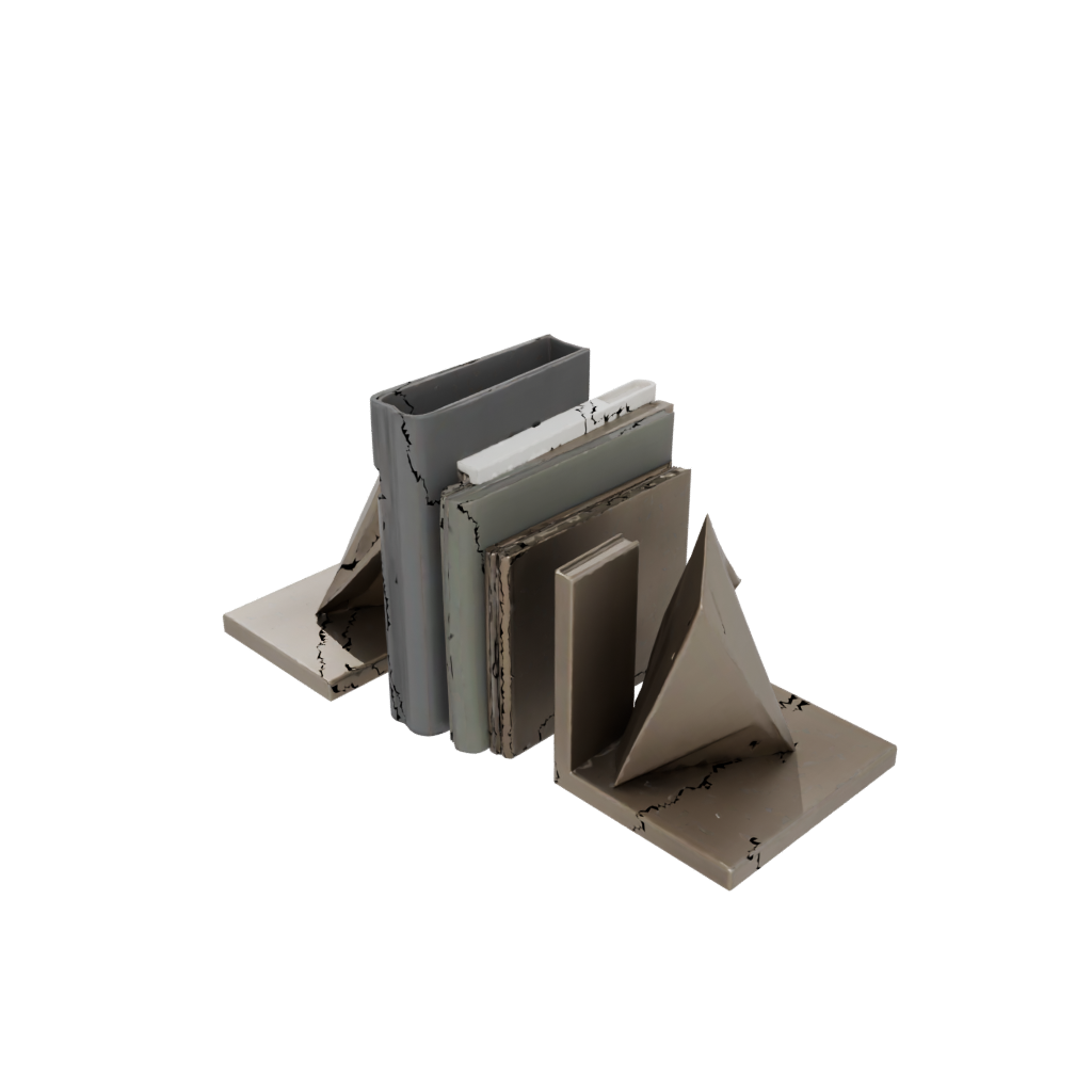 Bronze Low-Poly Bookend Pair