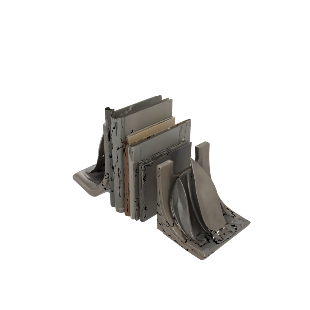 Bronze Organic Low-Poly Bookend Pair — home decor 3D print model, STL