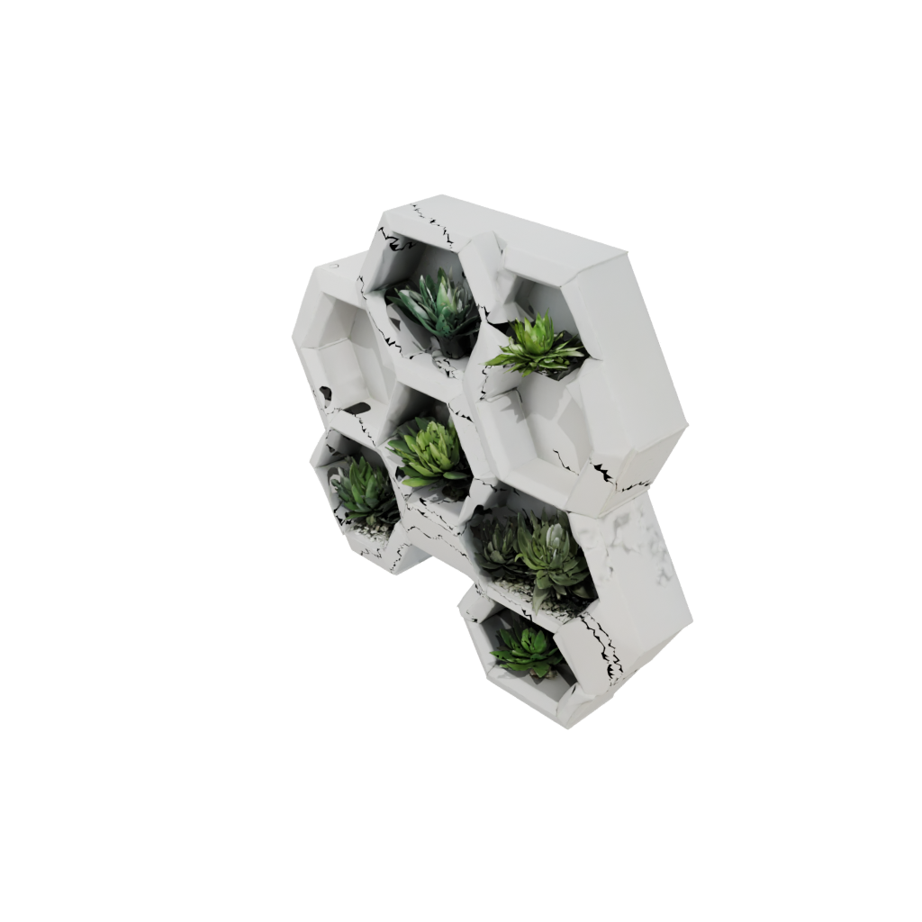 Camo Geometric Hexagon Wall Planter — home decor 3D print model, STL