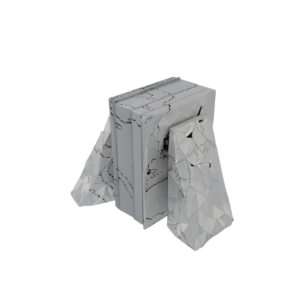 Camo Geometric Low-Poly Bookend Pair — home decor 3D print model, STL