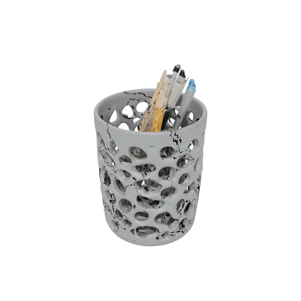 Camo Organic Lattice Pencil Cup — home decor 3D print model, STL