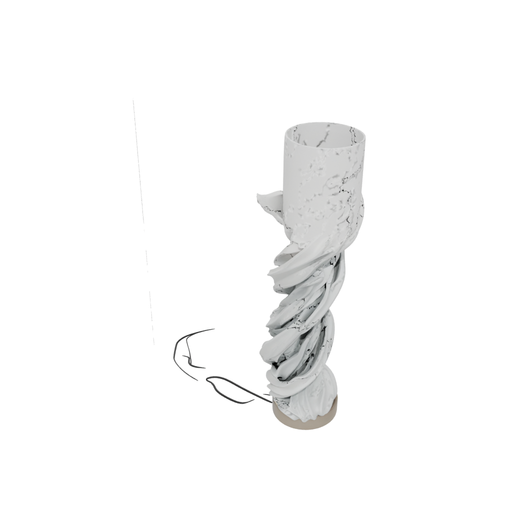 Camo Organic Twisted Column Lamp Base — home decor 3D print model, STL