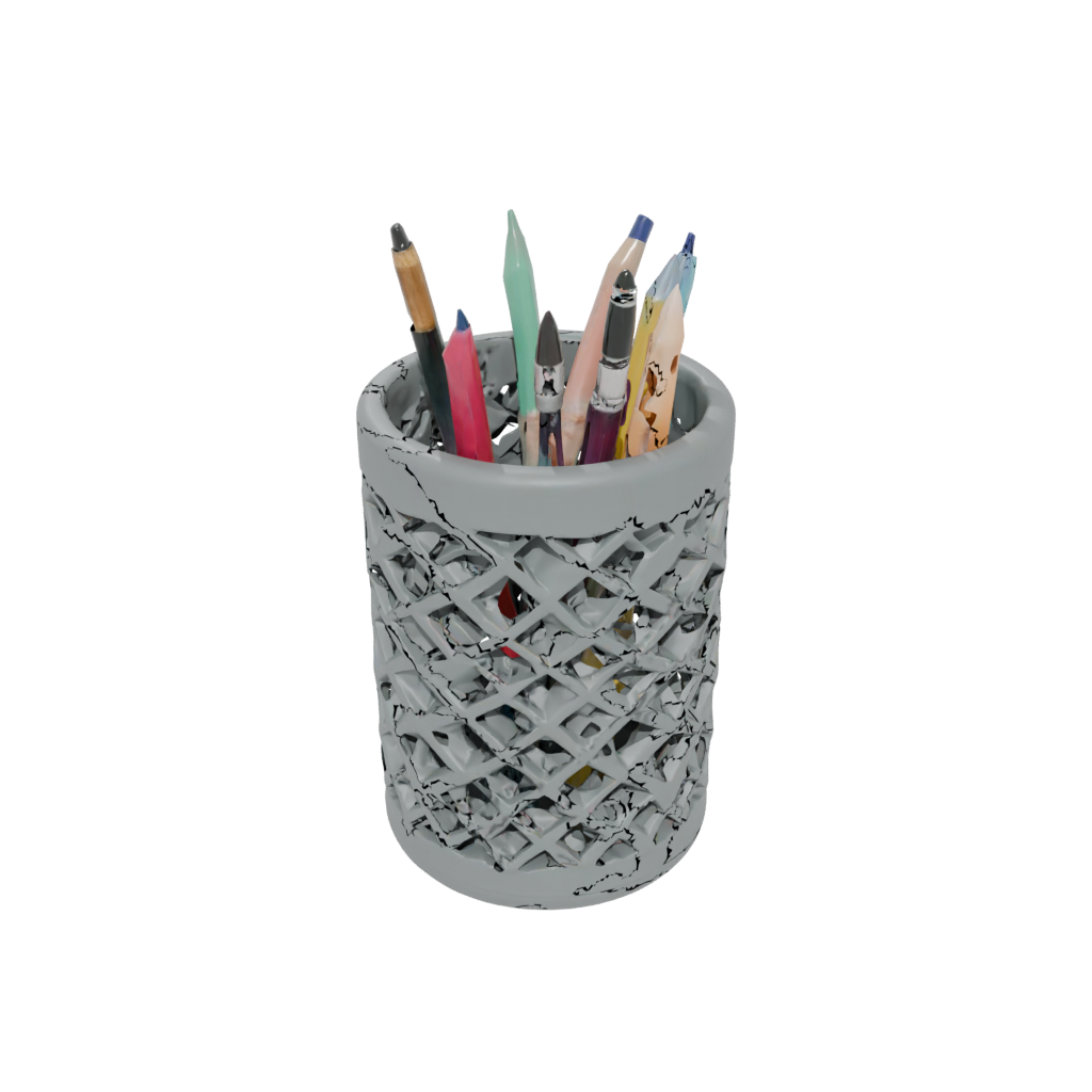 Camo Rustic Lattice Pencil Cup — home decor 3D print model, STL