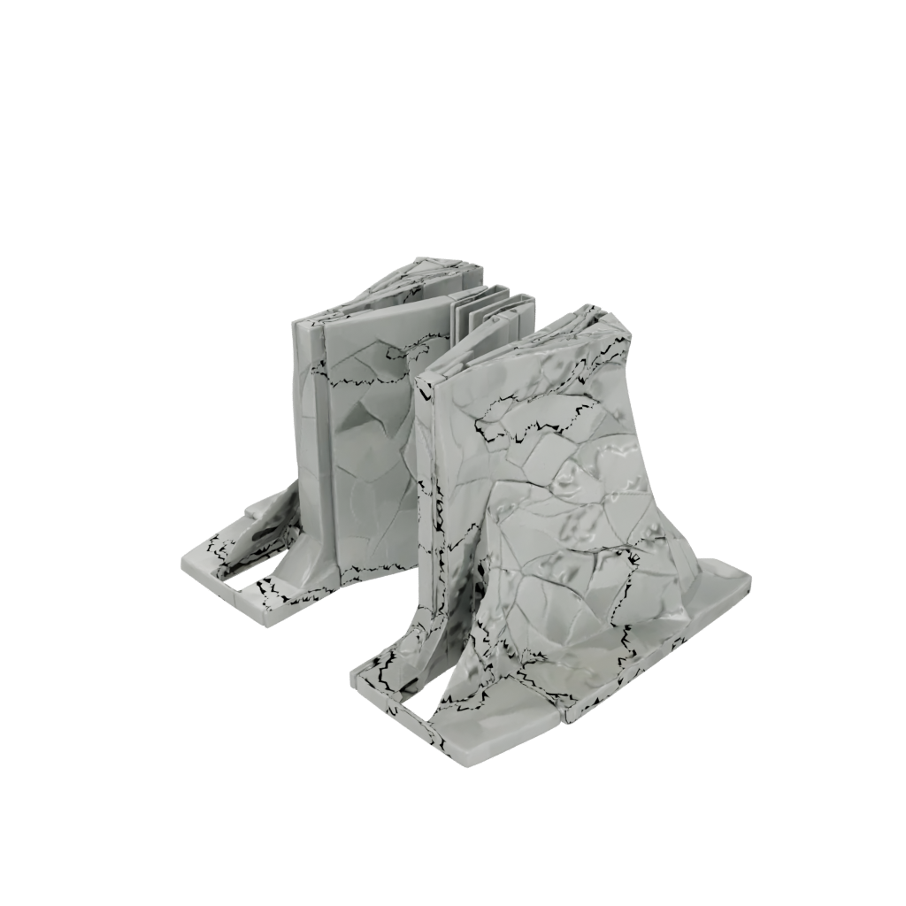 Camo Rustic Low-Poly Bookend Pair — home decor 3D print model, STL