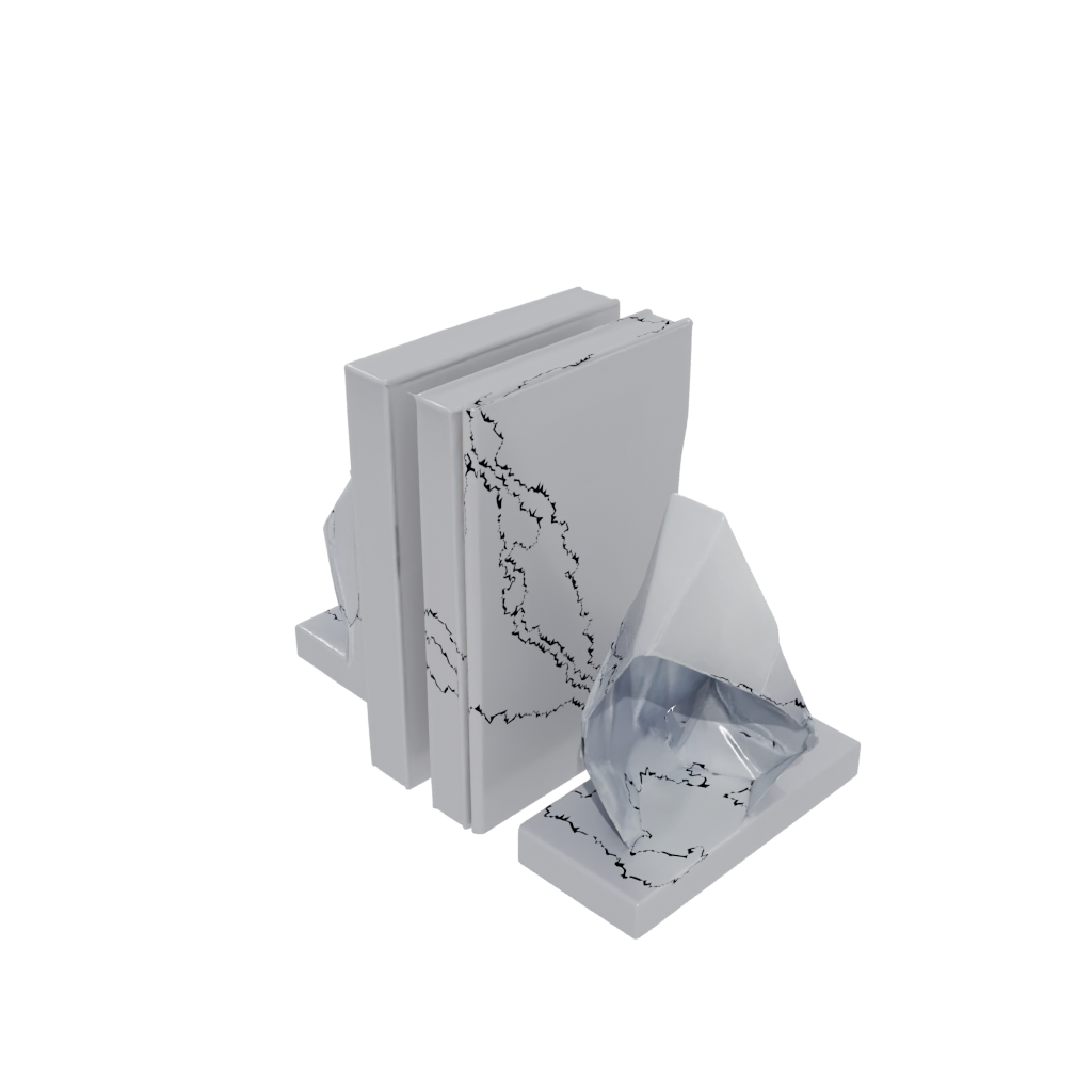 Crystal Geometric Low-Poly Bookend Pair
