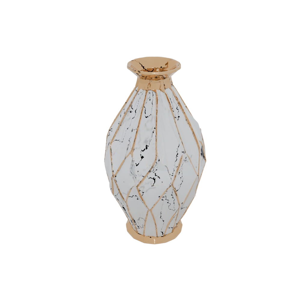 Gold Deco Geometric Faceted Vase