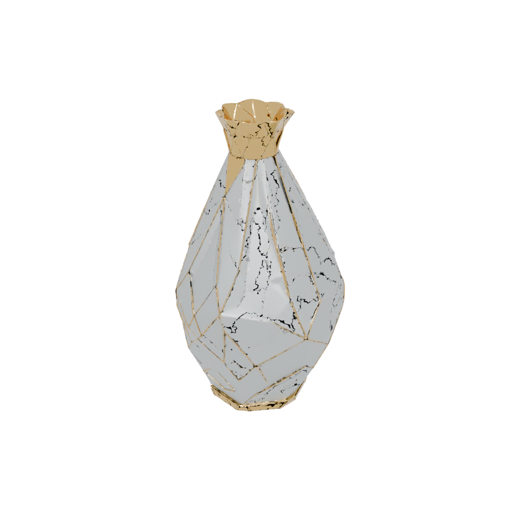 Gold Geometric Geometric Faceted Vase