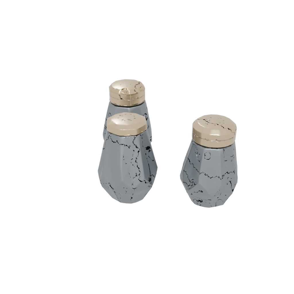 Gold Geometric Salt And Pepper Cellar Pair