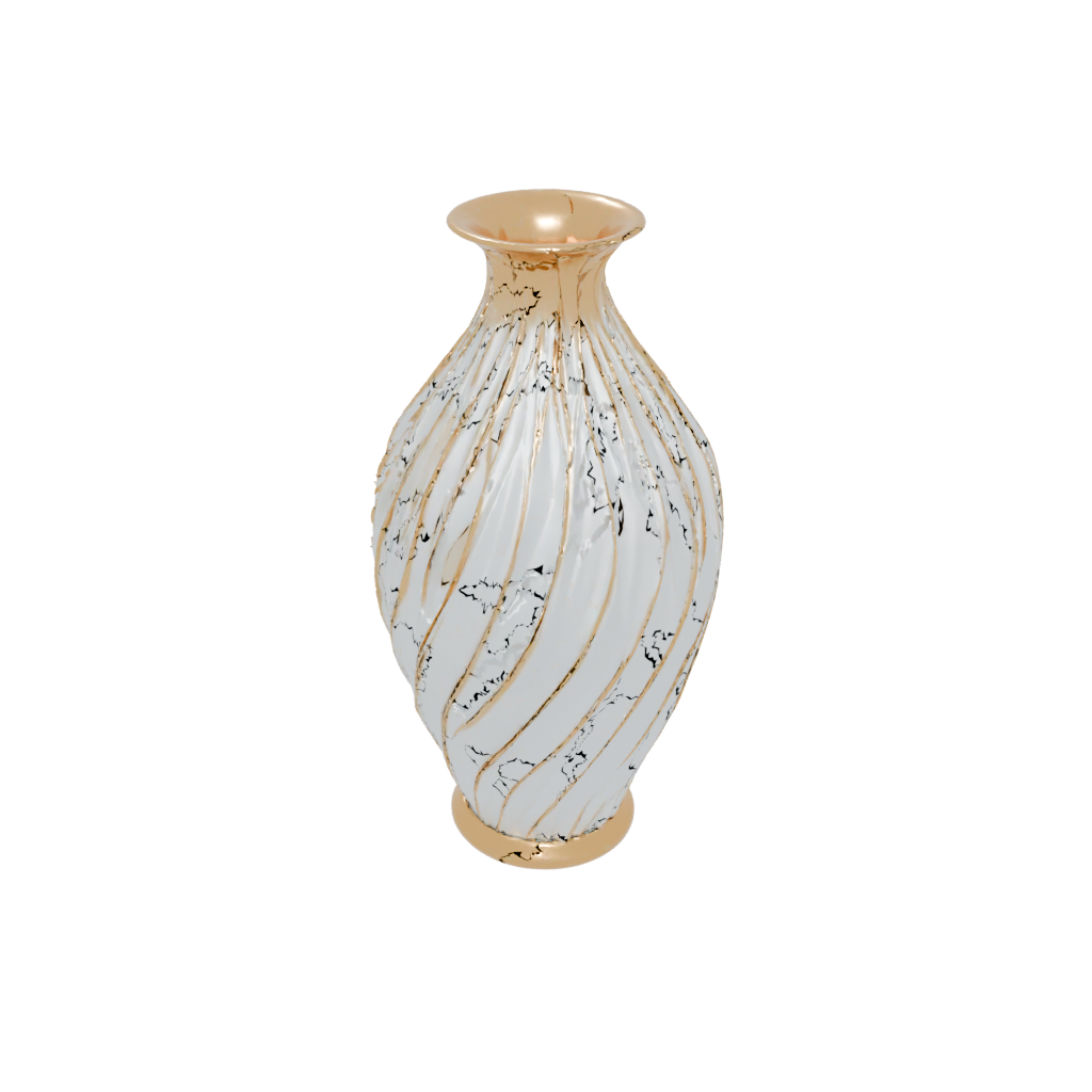 Gold Geometric Vase With Twisted Ribs