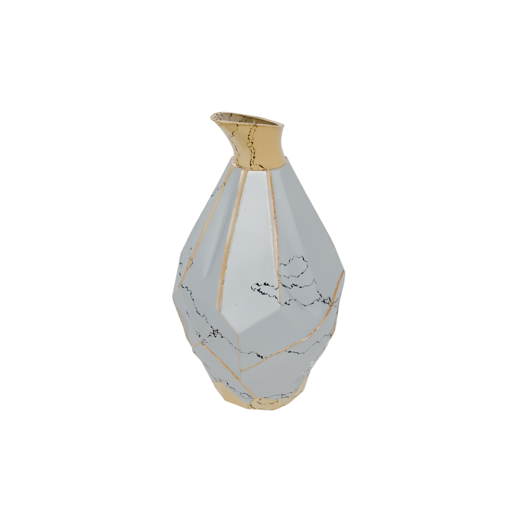 Gold Geometric Faceted Vase