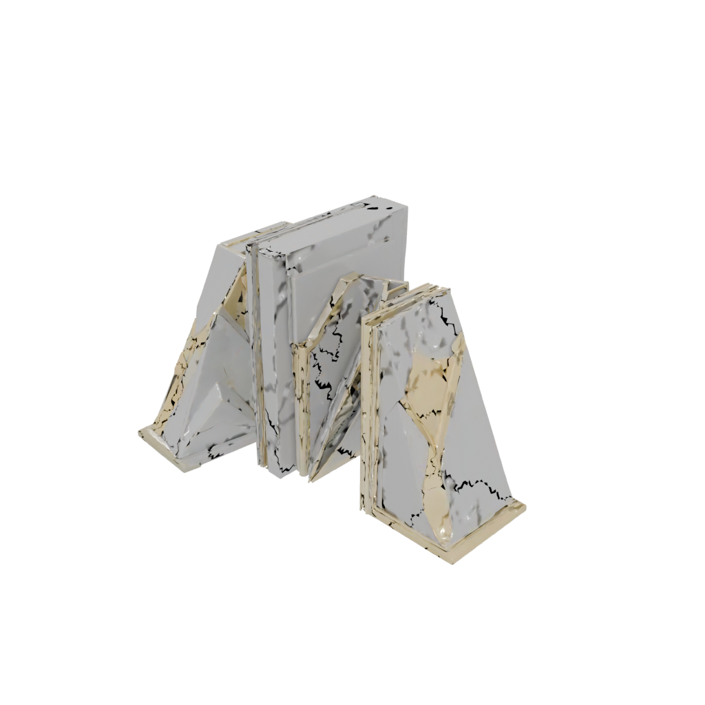 Gold Low-Poly Bookend Pair
