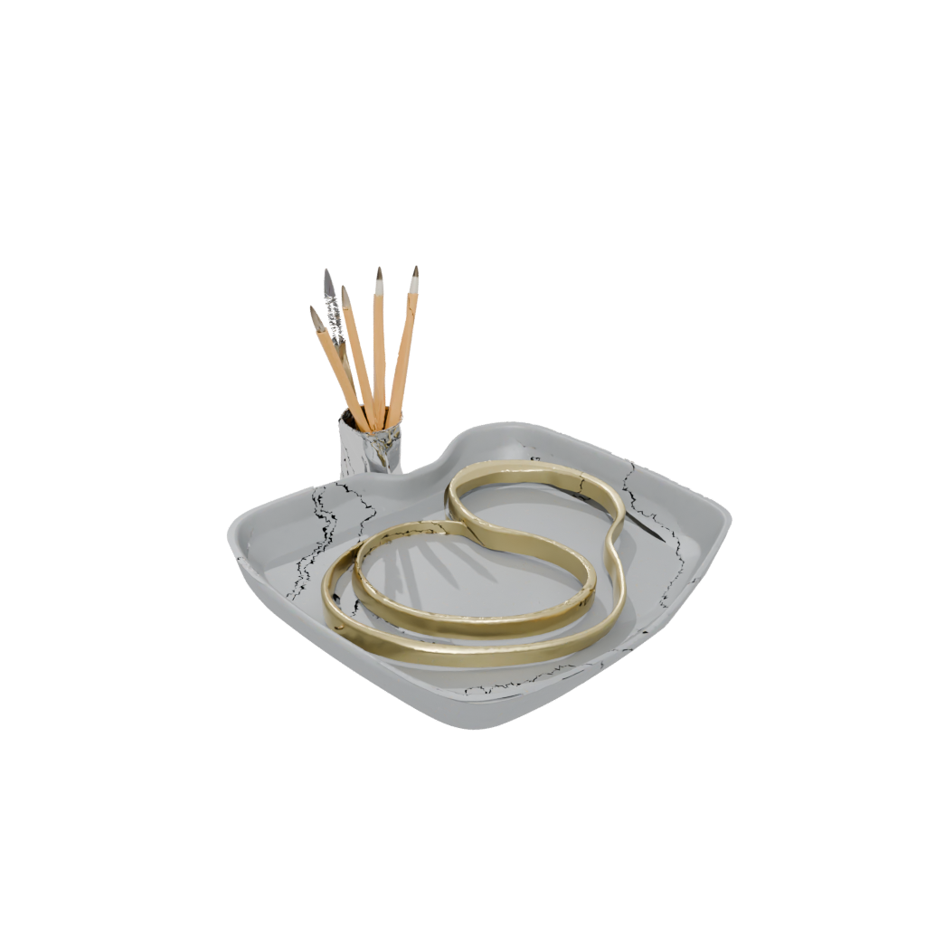 Gold Organic Desk Tidy Tray — home decor 3D print model, STL
