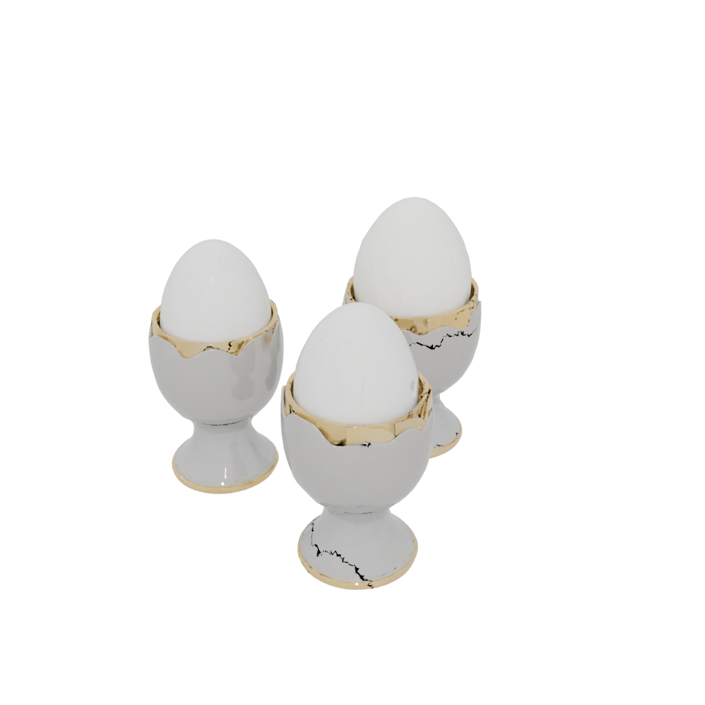 Gold Organic Egg Cup Set — home decor 3D print model, STL