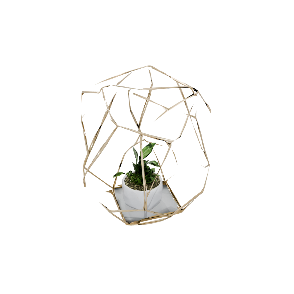 Gold Organic Geometric Terrarium Frame — home decor 3D print model, STL