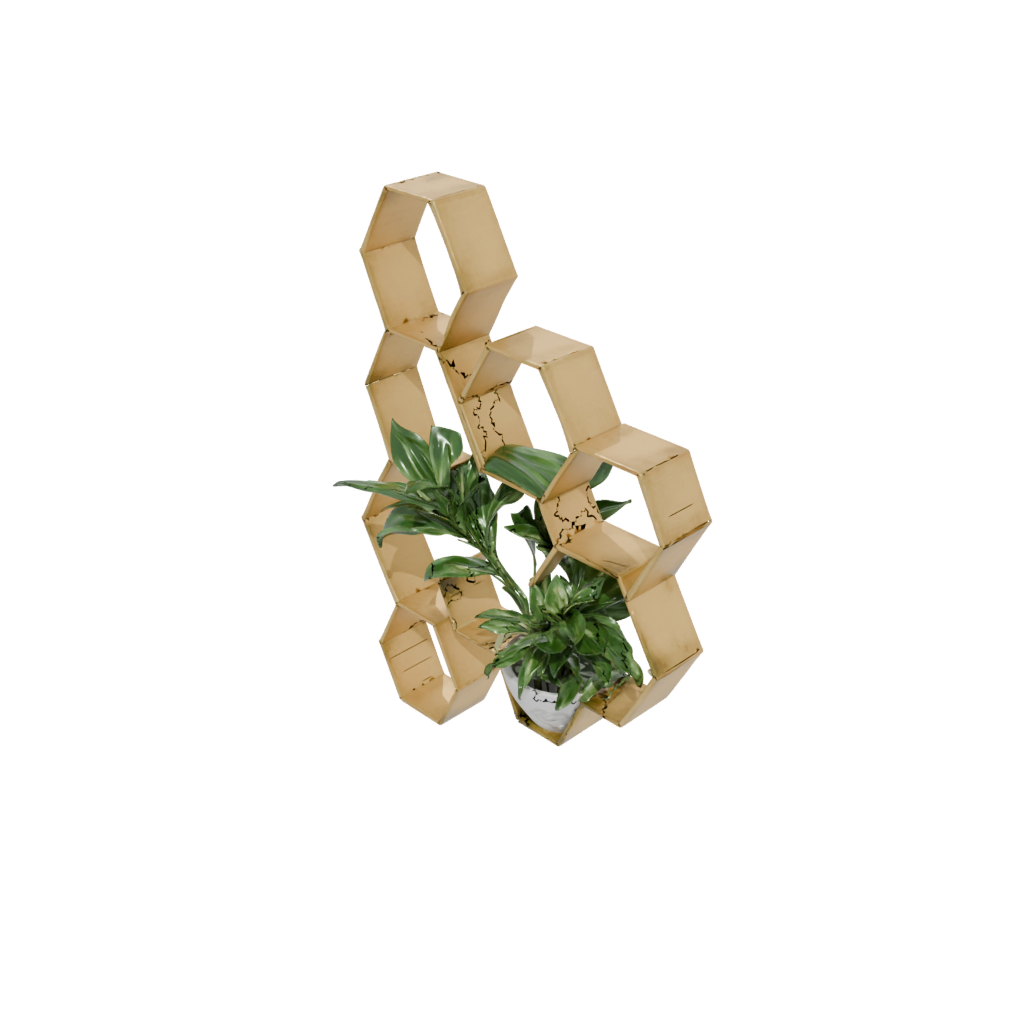 Gold Organic Hexagon Wall Planter — home decor 3D print model, STL