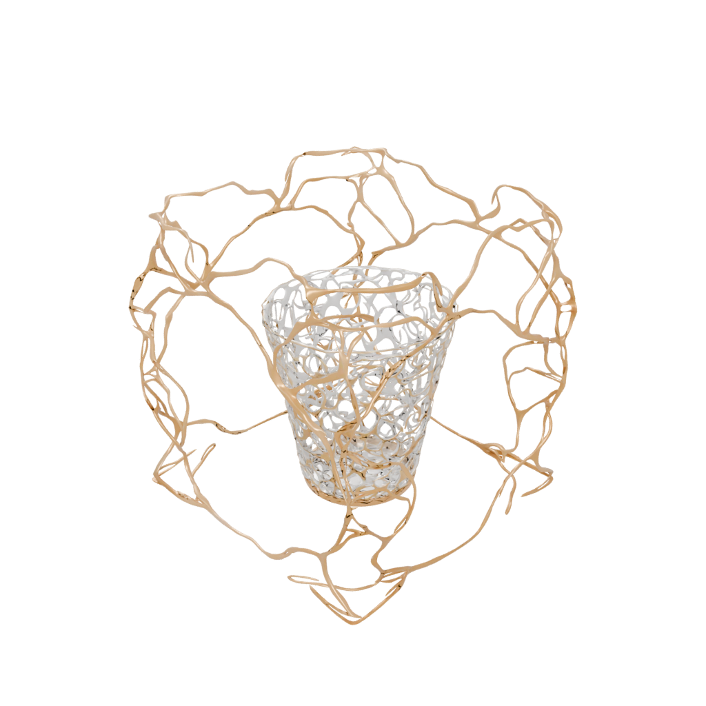 Gold Organic Lattice Pencil Cup — home decor 3D print model, STL