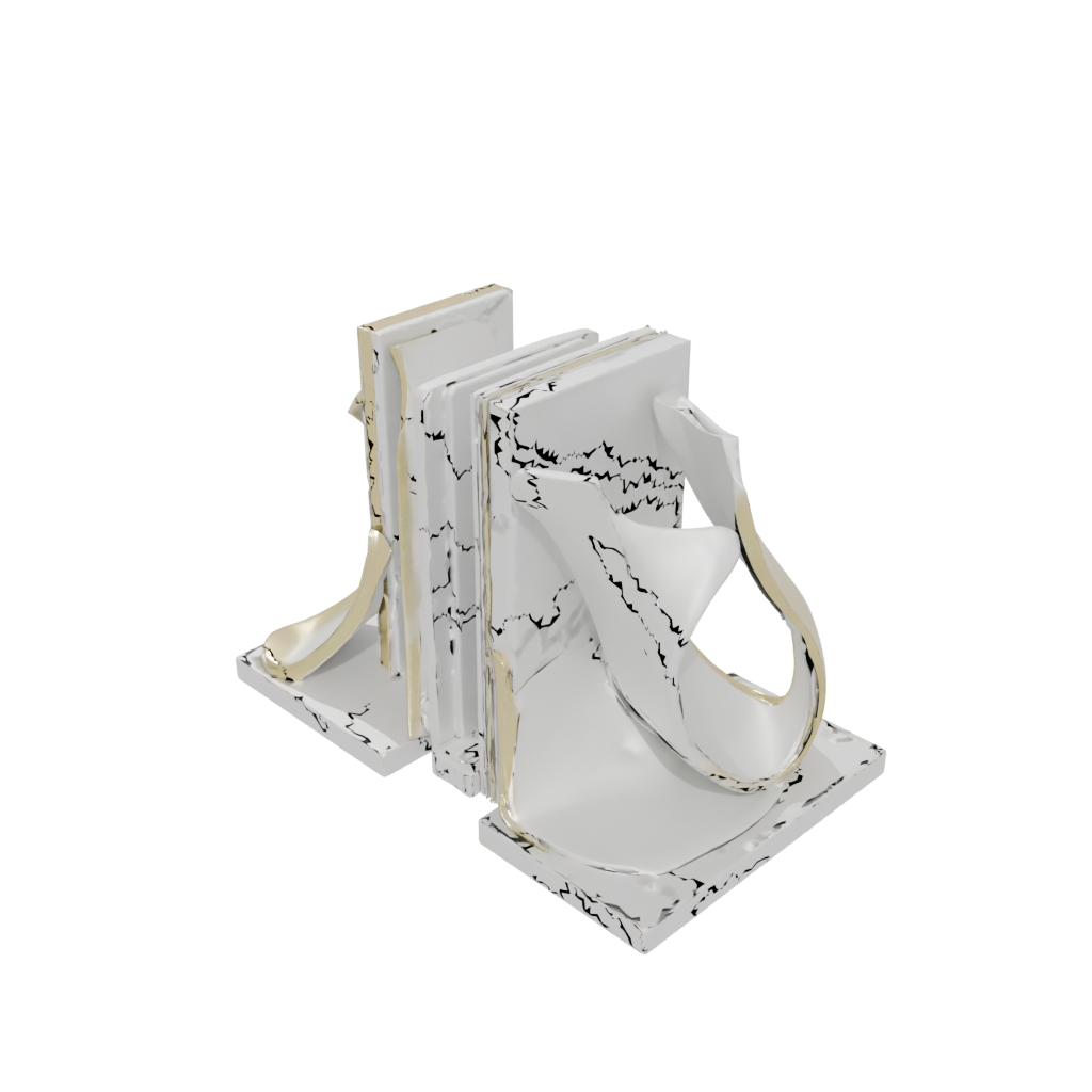Gold Organic Low-Poly Bookend Pair — home decor 3D print model, STL
