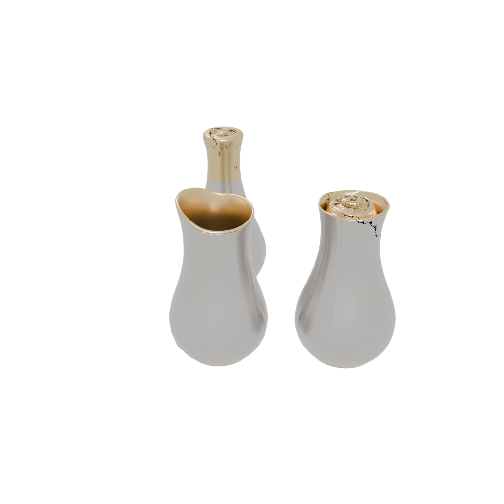 Gold Organic Salt And Pepper Cellar Pair — home decor 3D print model, STL