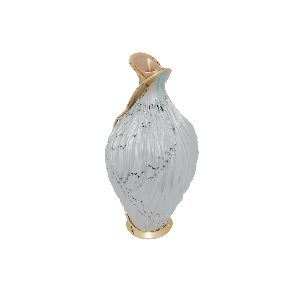 Gold Organic Vase With Twisted Ribs — home decor 3D print model, STL