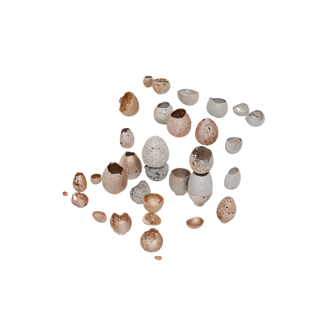 Gold Rustic Egg Cup Set — home decor 3D print model, STL