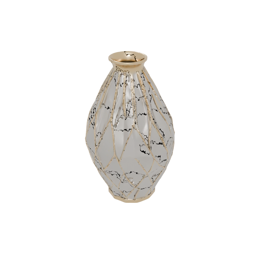 Gold Rustic Geometric Faceted Vase — home decor 3D print model, STL
