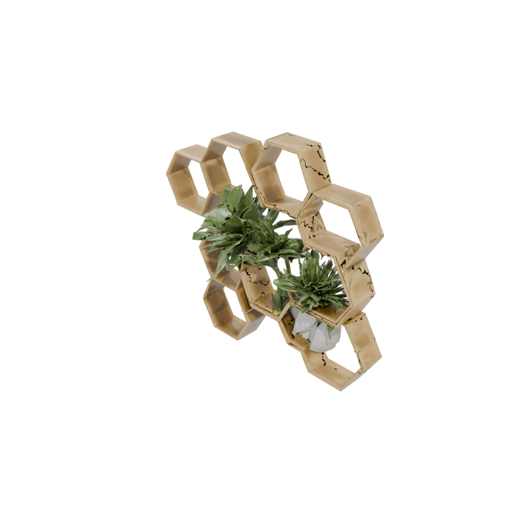 Gold Rustic Hexagon Wall Planter — home decor 3D print model, STL