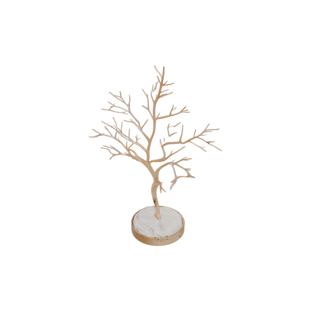 Gold Rustic Jewelry Tree Stand — home decor 3D print model, STL
