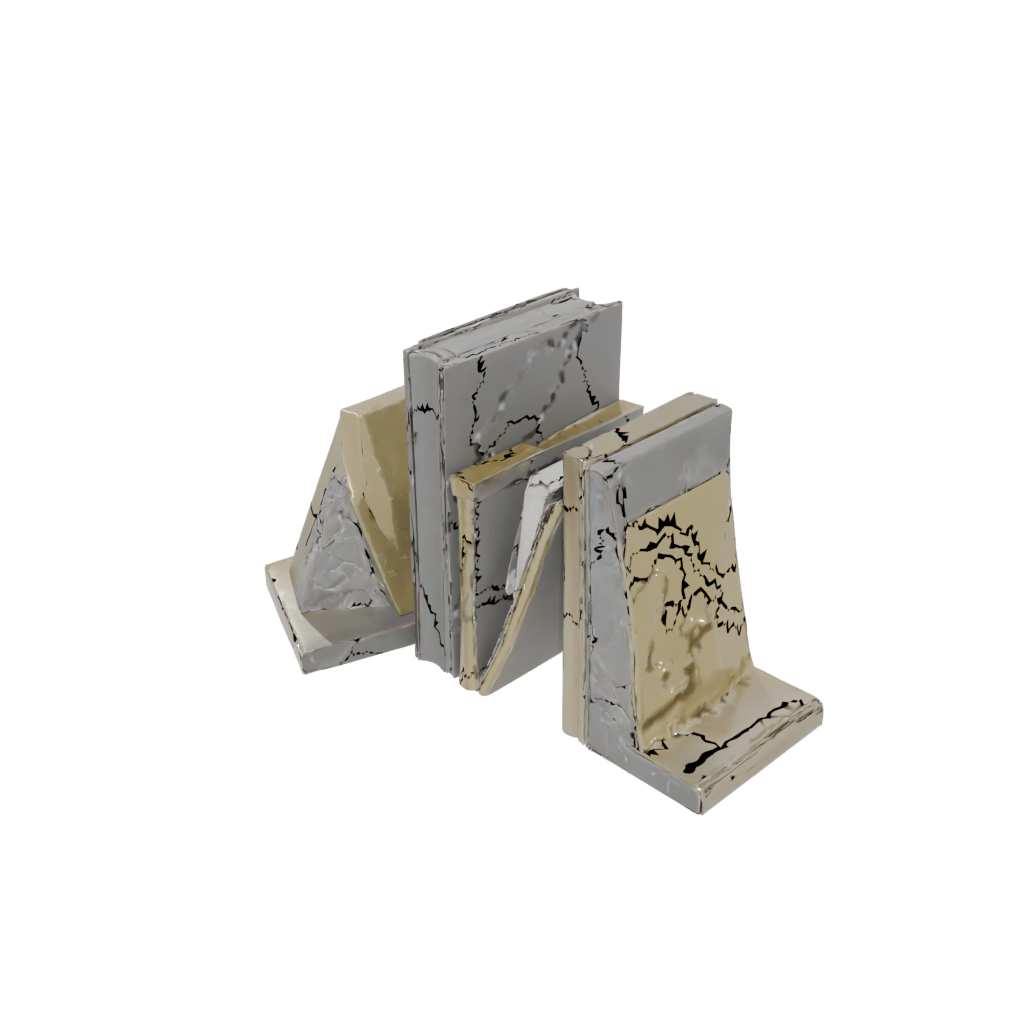 Gold Rustic Low-Poly Bookend Pair — home decor 3D print model, STL