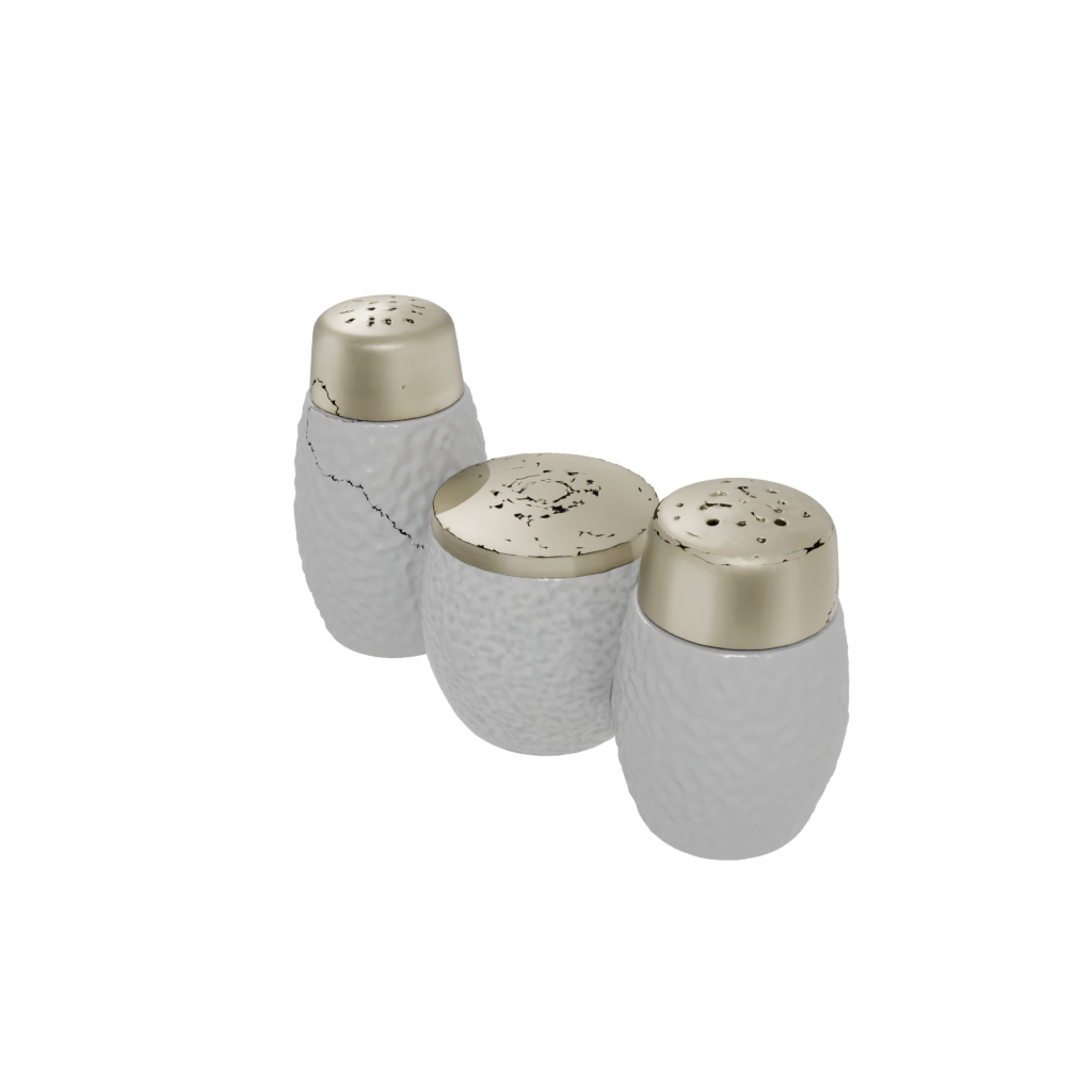 Gold Rustic Salt And Pepper Cellar Pair — home decor 3D print model, STL