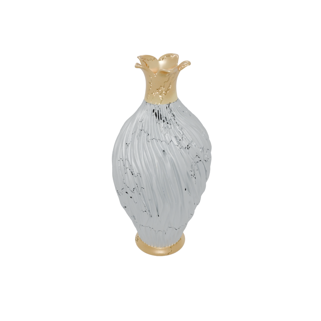 Gold Rustic Vase With Twisted Ribs — home decor 3D print model, STL