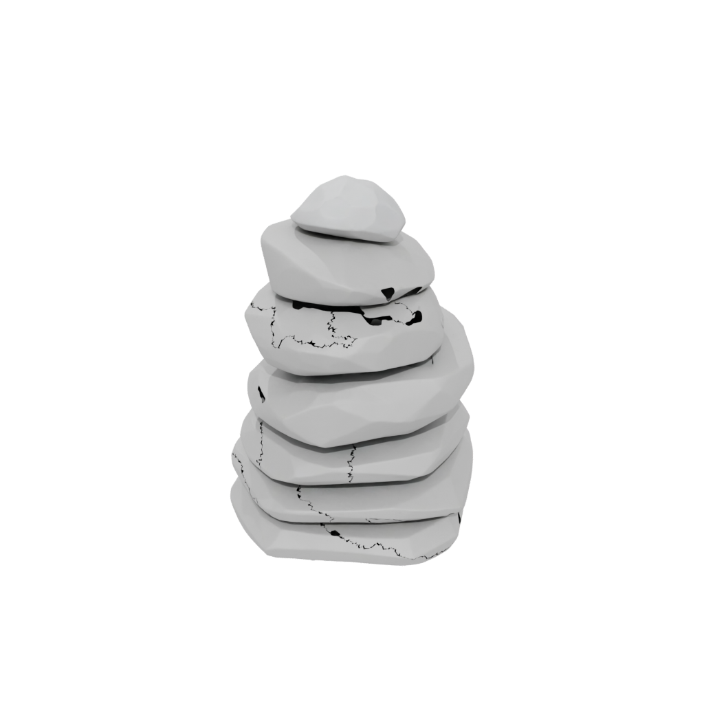 Low-Poly Deco Pebble Stacking Sculpture