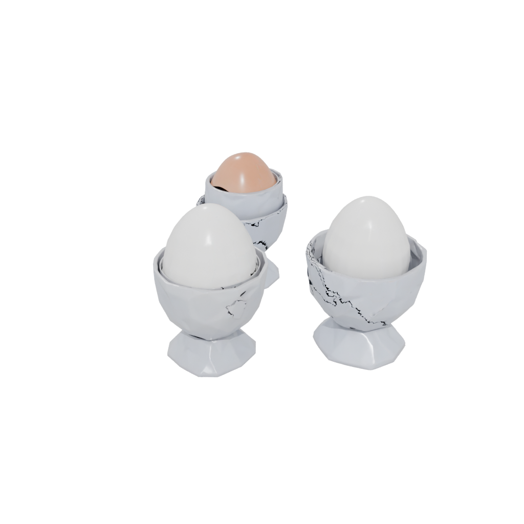 Low-Poly Geometric Egg Cup Set
