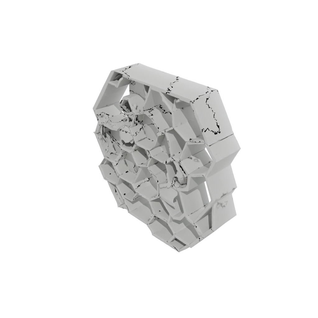 Low-Poly Geometric Honeycomb Shelf Module
