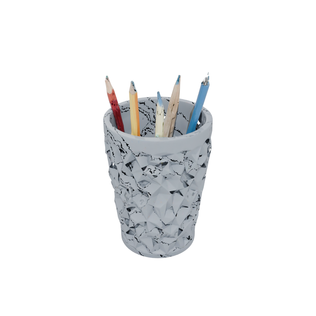 Low-Poly Geometric Lattice Pencil Cup