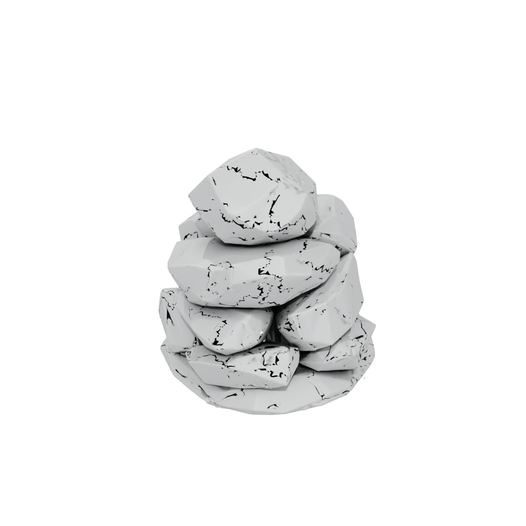 Low-Poly Geometric Pebble Stacking Sculpture