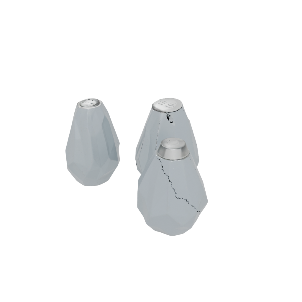 Low-Poly Geometric Salt And Pepper Cellar Pair