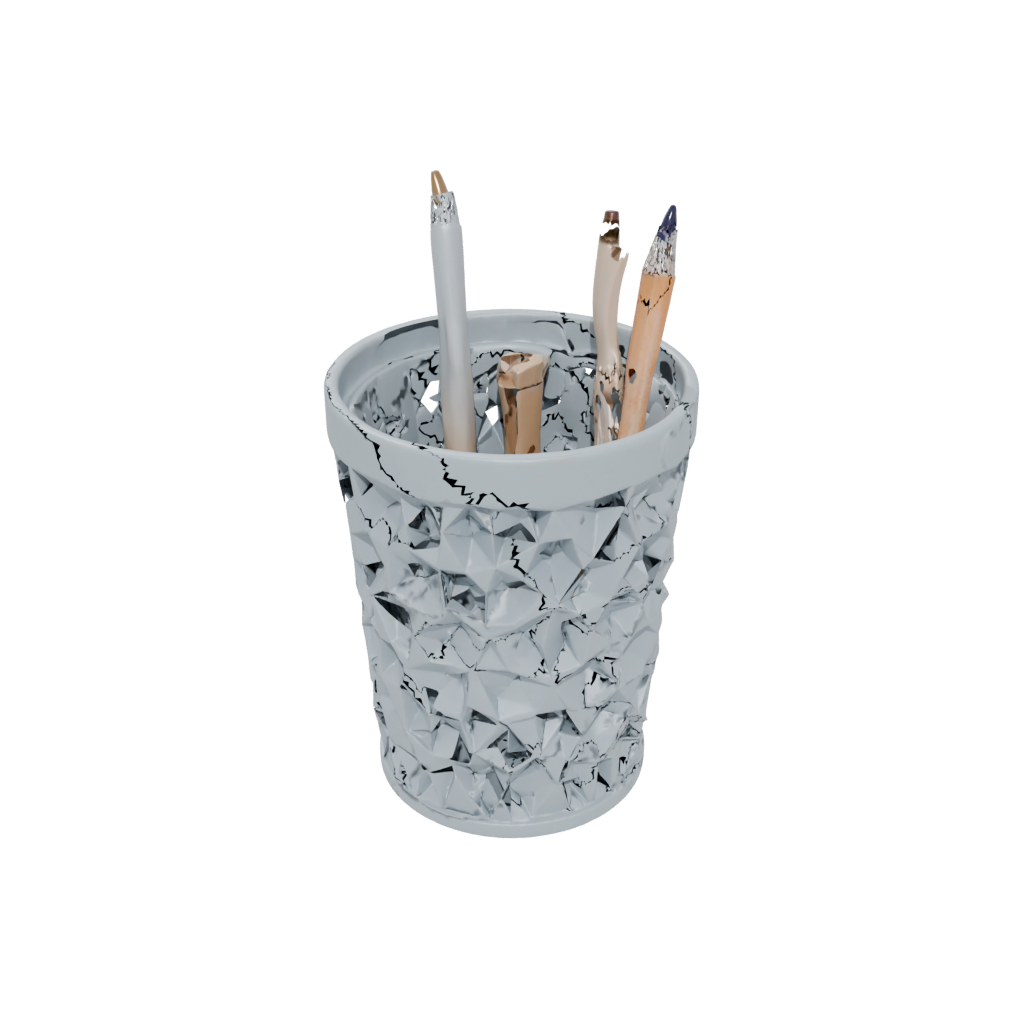 Low-Poly Lattice Pencil Cup — home decor 3D print model, STL