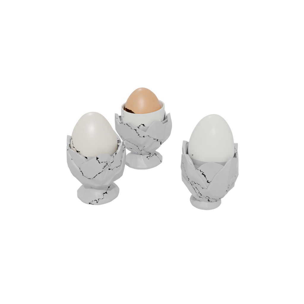 Low-Poly Organic Egg Cup Set — home decor 3D print model, STL