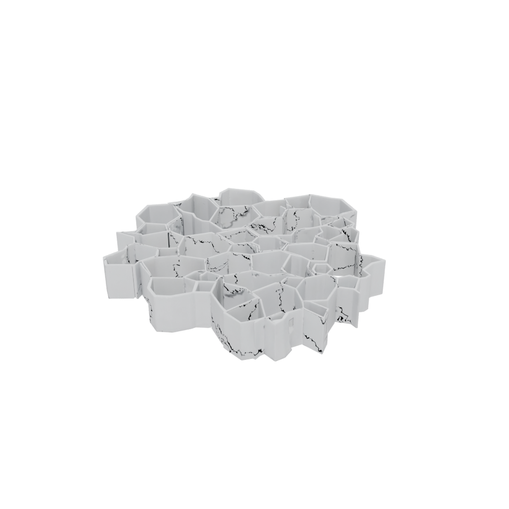 Low-Poly Organic Honeycomb Shelf Module